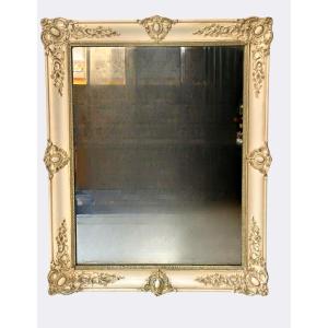 Large Wall Mirror In Patinated Wood Restoration 19th Century
