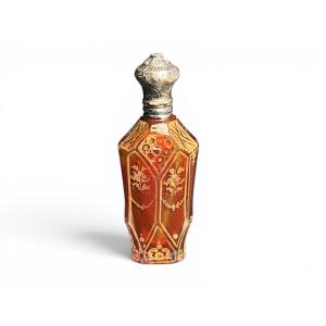 Ancien flacon à sel cristal et vermeil Napoleon III fin XIXème