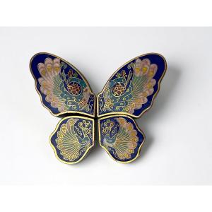 Chine, quatre boites en cloisonné formant papillon écrin début XXème