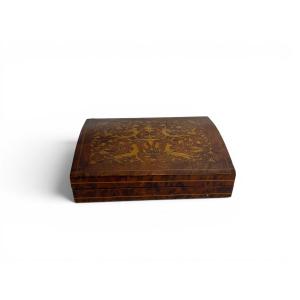 Card Box With Lemon Tree And Griffin Marquetry, Late 19th Century