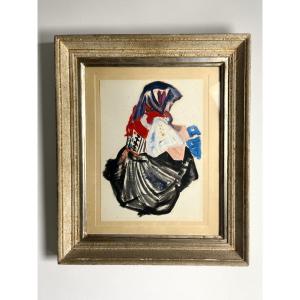 Mathurin Méheut (attributed To), Gouache On Paper Breton Woman 20th Century
