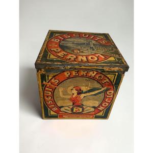 Pernot Cookie Advertising Box, Metal And Paper, Circa 1920