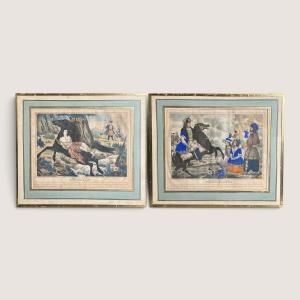 Pair Of Engravings Of Cossack Leader Mazzepa By The Engraver Baugean, 19th Century
