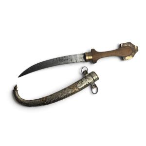 Moroccan Dagger Known As A "koumya," Made Of Silver And Brass, Early 20th Century