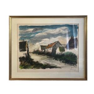 Vlaminck, Original Lithograph, Montigny-sur-avre, Signed, 20th Century