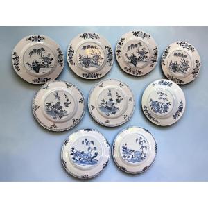 Chine, Compagnie des Indes lot neuf assiettes porcelaine XVIIIème