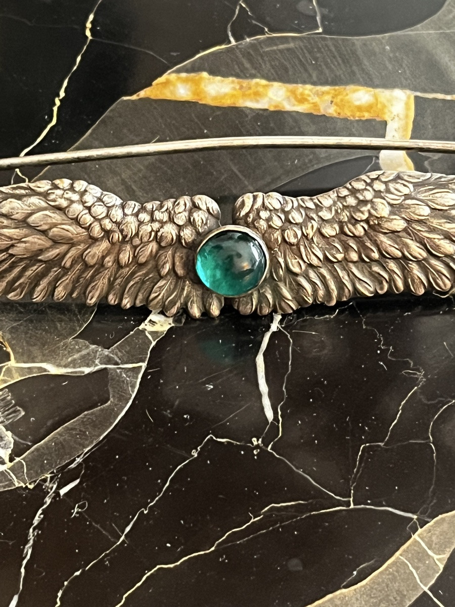 Antique Silver And Glass Pearl Brooch -photo-6