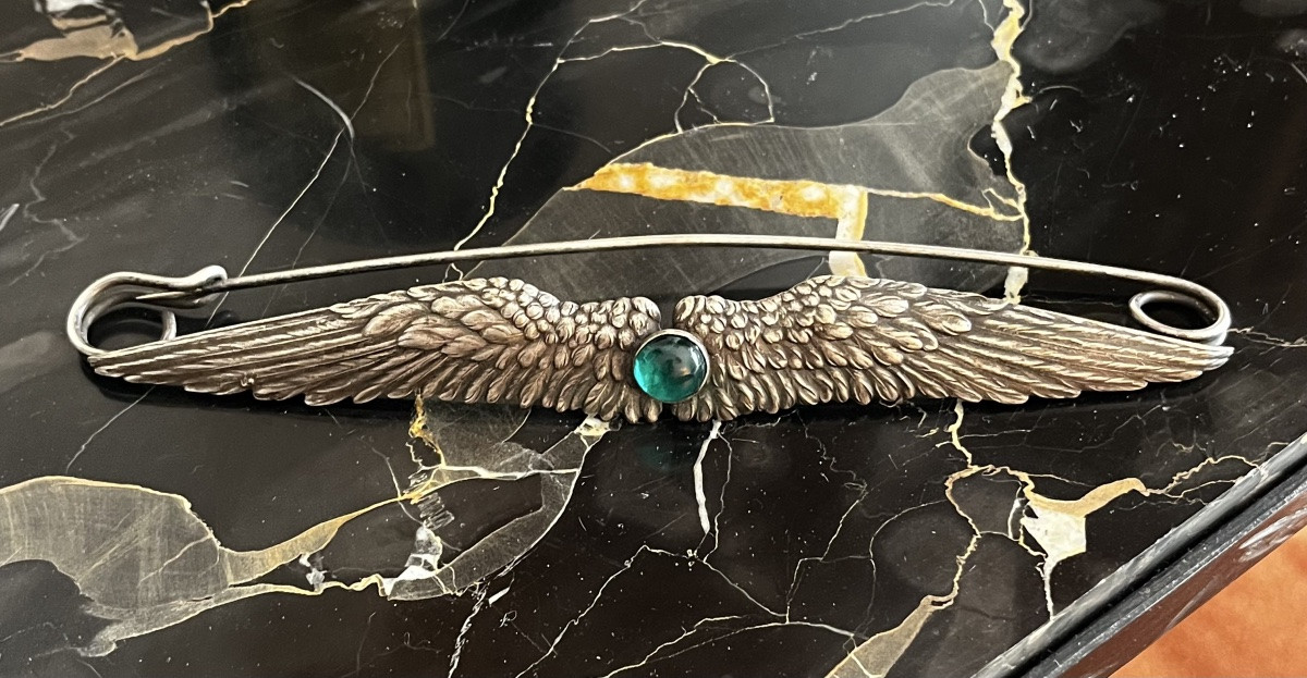 Antique Silver And Glass Pearl Brooch -photo-7