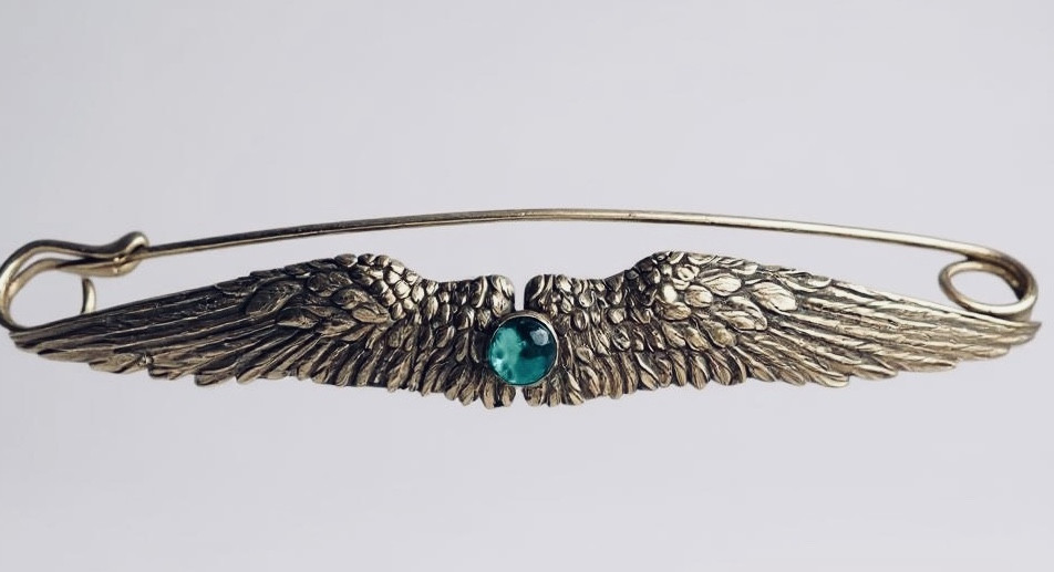 Antique Silver And Glass Pearl Brooch 