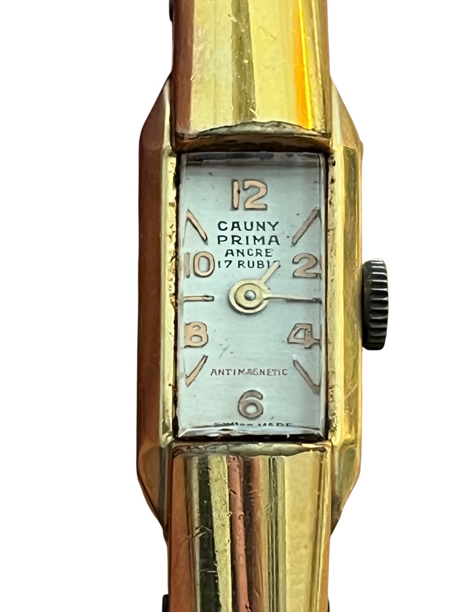 Rare montre Cauny Prima Ancre 17 Rubis – Bracelet jonc d’origine-photo-2