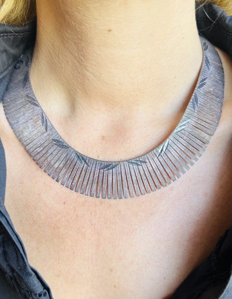 Collier à la Cléopâtre en Argent - Vintage des Années ‘50-photo-3