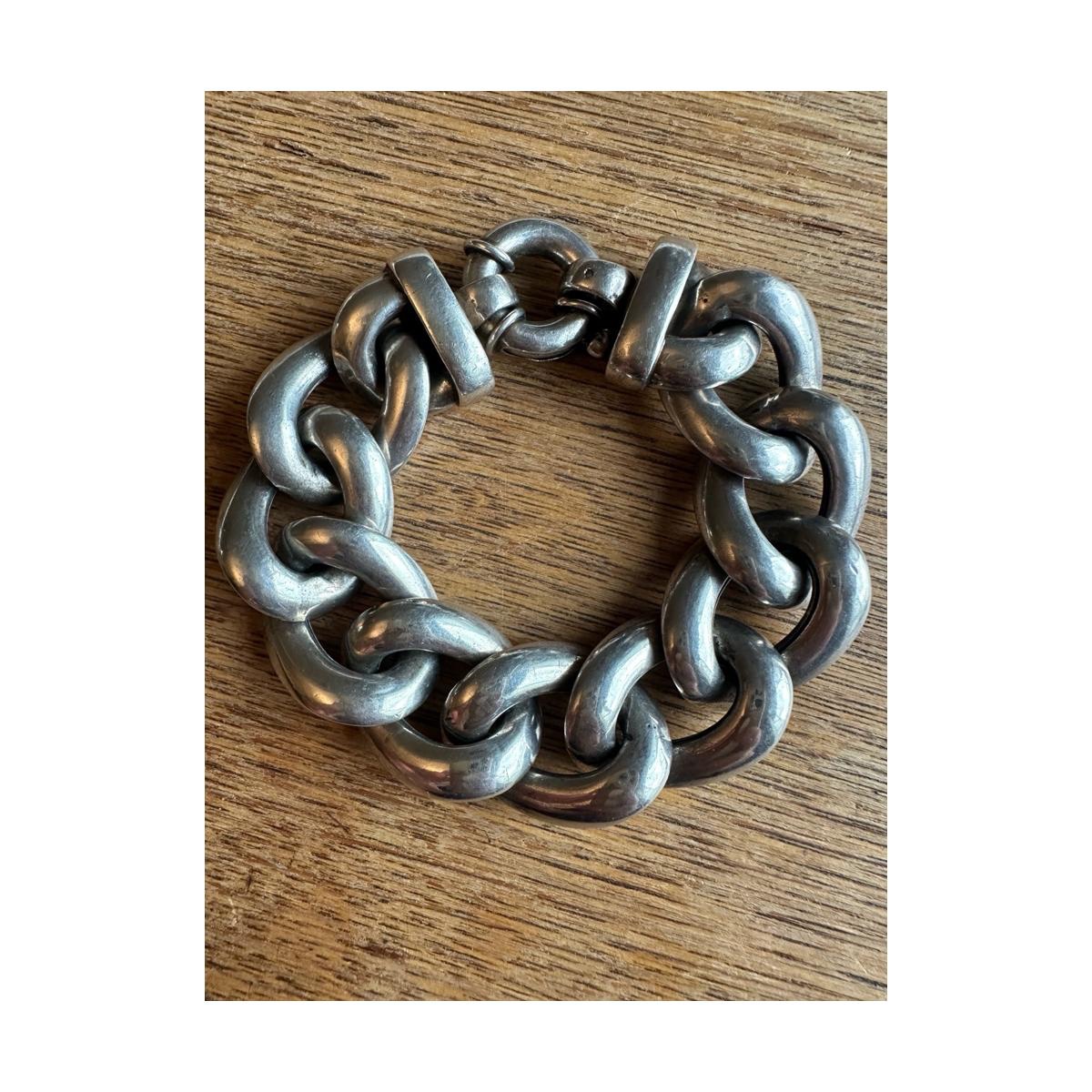 Bracelet en argent massif – Années 1950-photo-6