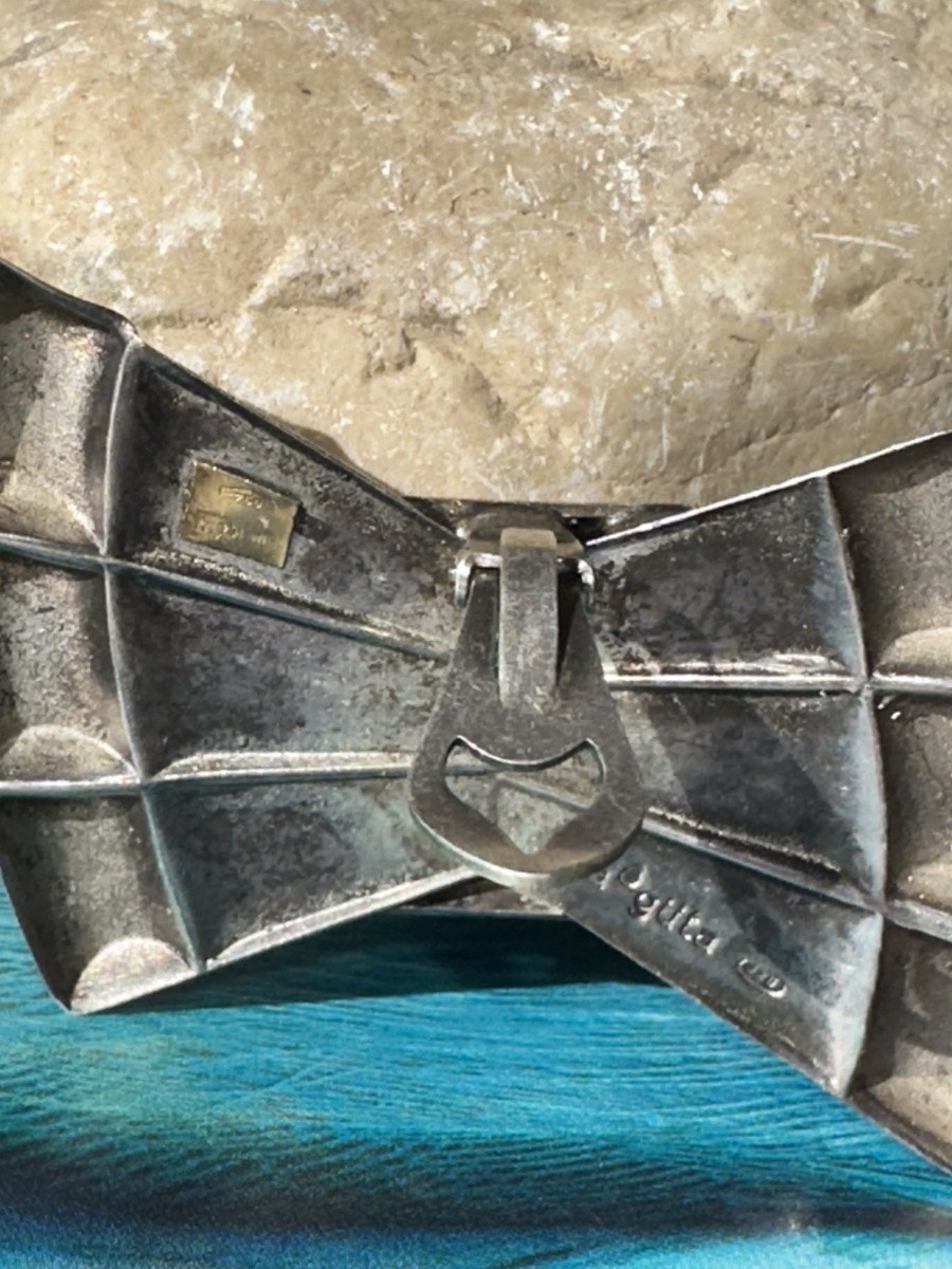 Pair Of Silver And Gold Bow Tie Earrings, 1970s-photo-4