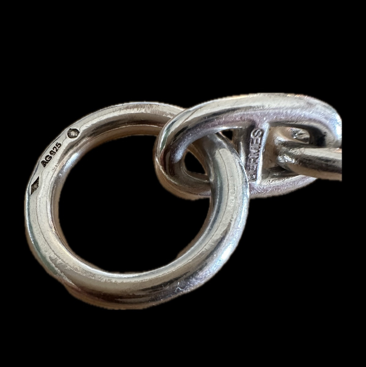 Hermès Bracelet – Solid Silver Anchor Chain, 1970s – Rare Piece-photo-2