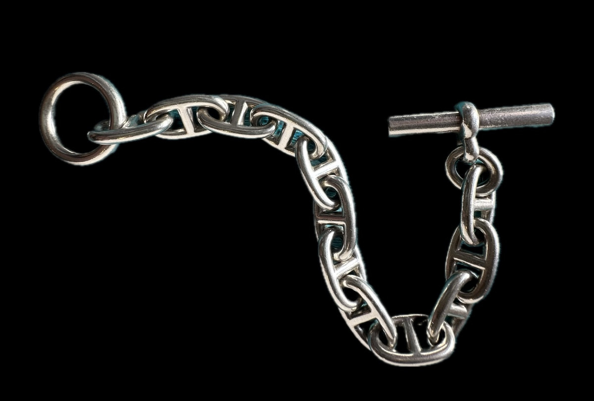Hermès Bracelet – Solid Silver Anchor Chain, 1970s – Rare Piece