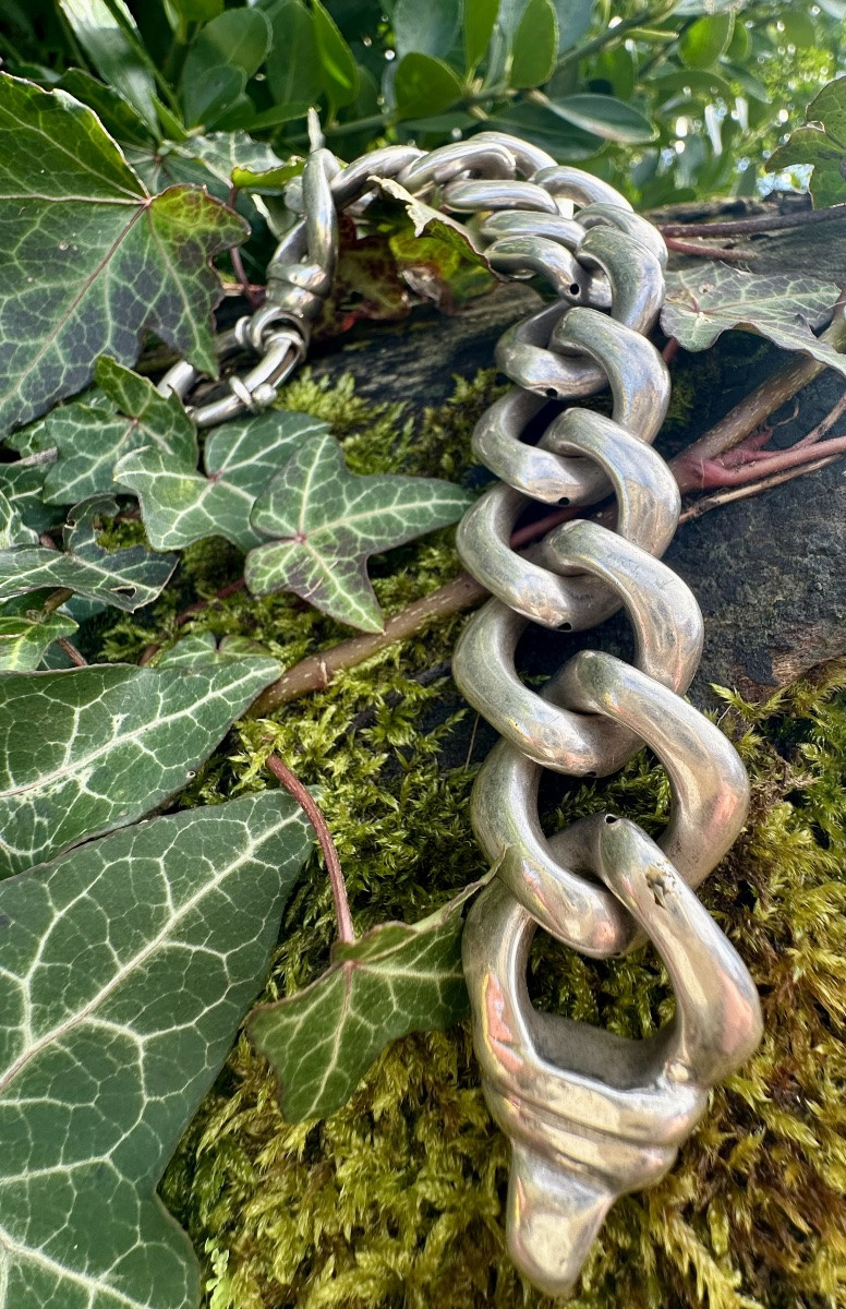 Solid Silver Bracelet, Wide Links – 1970s-photo-2