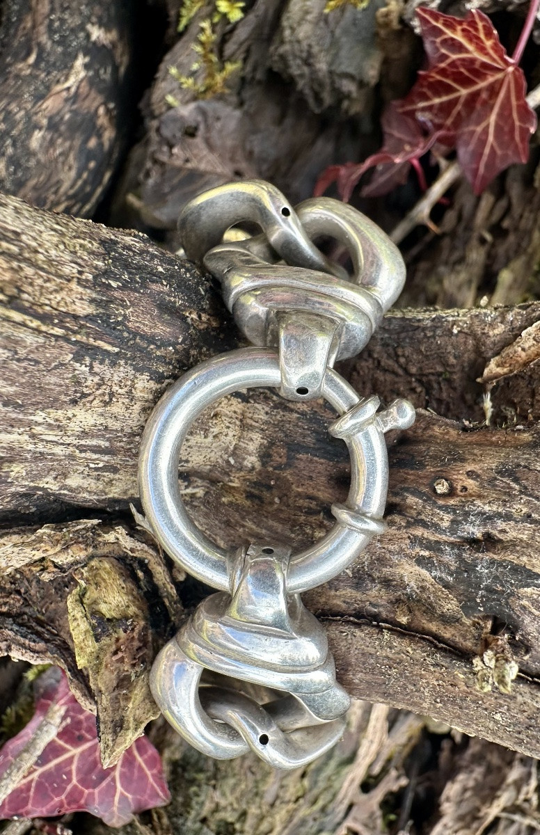 Solid Silver Bracelet, Wide Links – 1970s-photo-3