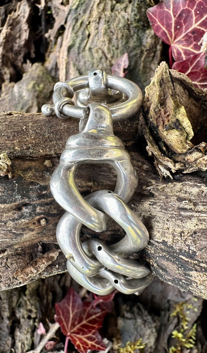 Solid Silver Bracelet, Wide Links – 1970s-photo-4