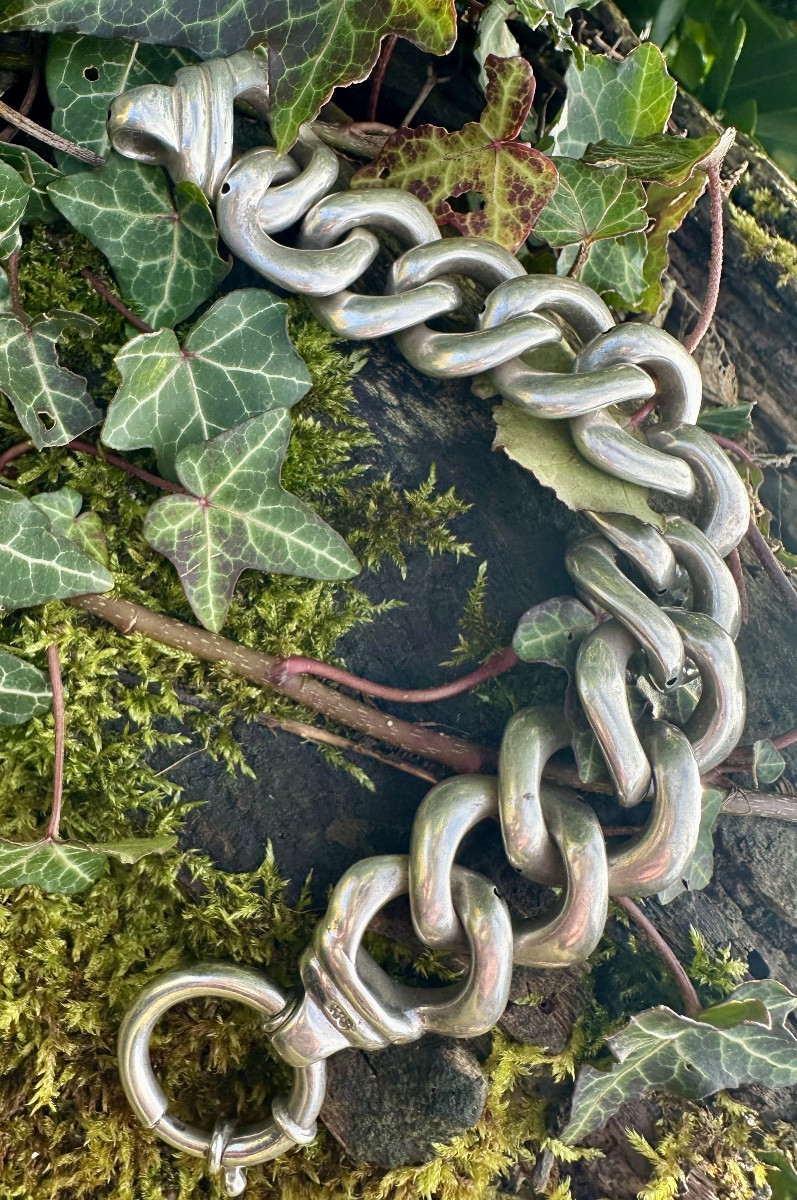 Solid Silver Bracelet, Wide Links – 1970s
