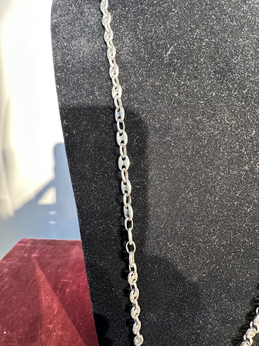 1970s Adjustable Long Necklace In Solid Silver-photo-3