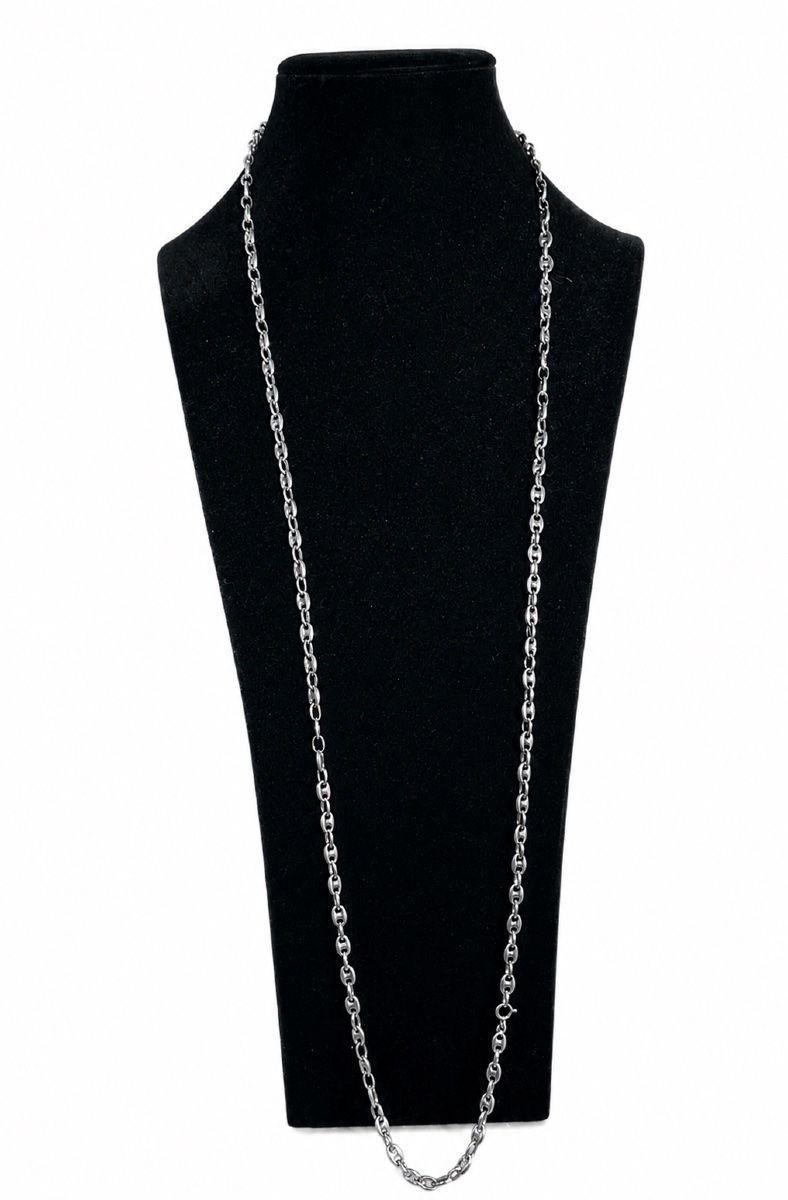 1970s Adjustable Long Necklace In Solid Silver