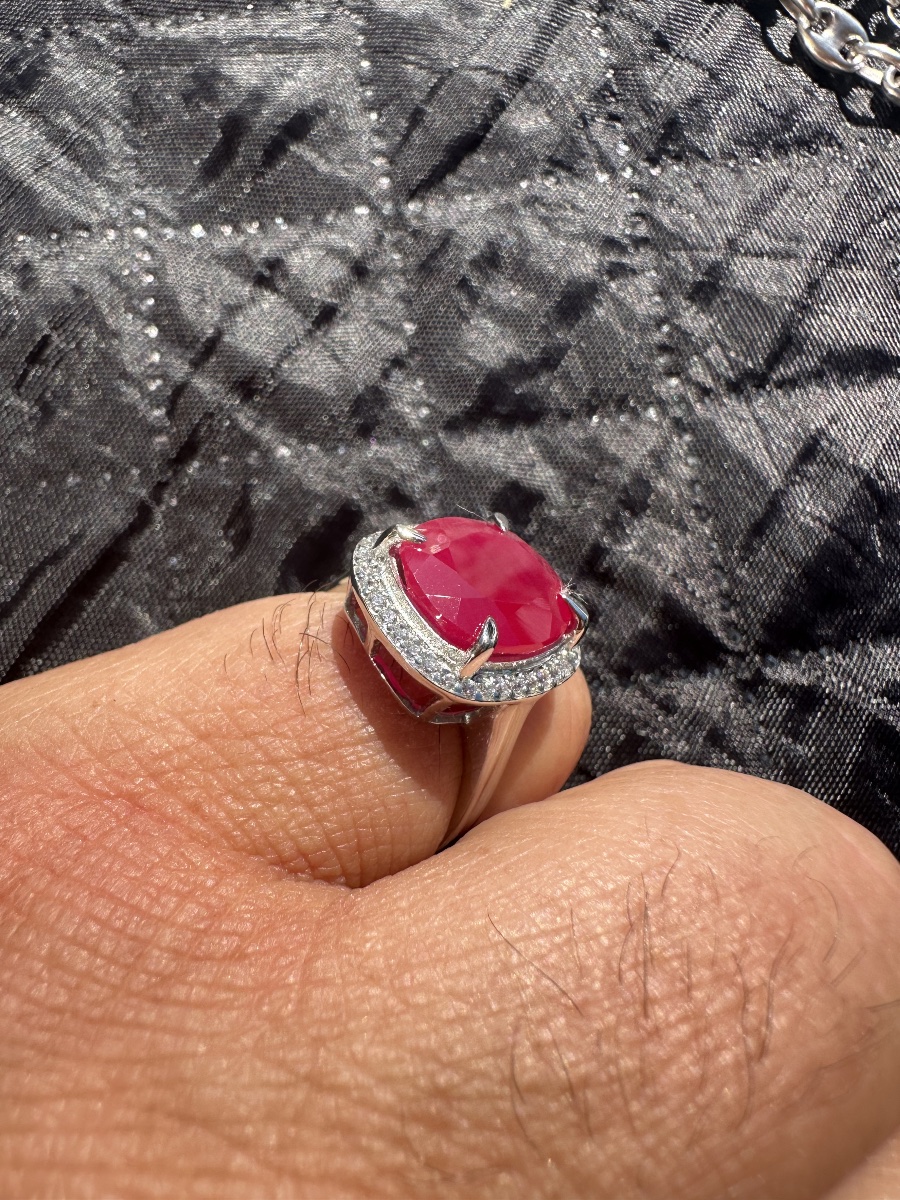 Bague    en or blanc 14 carats  ,   rubis et diamant-photo-2