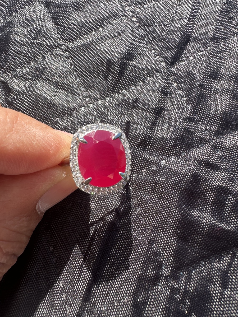 Bague    en or blanc 14 carats  ,   rubis et diamant-photo-3