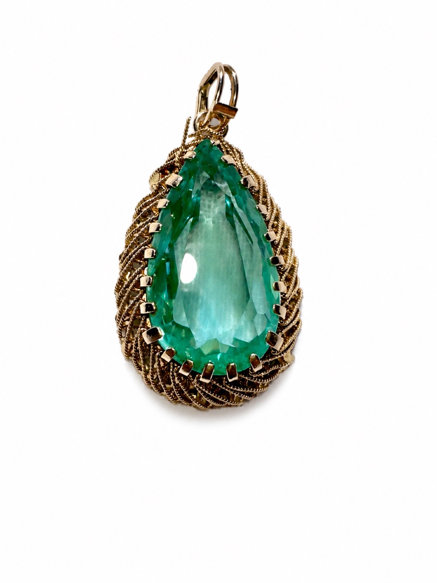 Important pendentif Vintage des années 1970 en or jaune 18 carats 