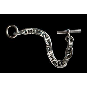 Hermès Bracelet – Solid Silver Anchor Chain, 1970s – Rare Piece