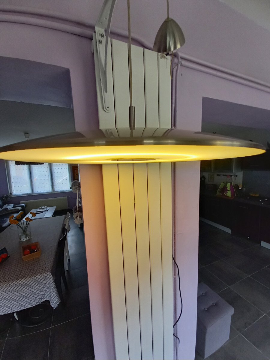 Suspension Philips Forme Fusée - Métal, Bois Et Ailes En Plexiglas - Vintage Design
