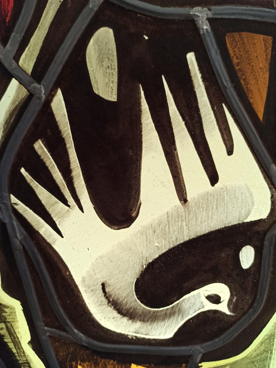 Important Vitrail moderniste signé et daté 1970-photo-5