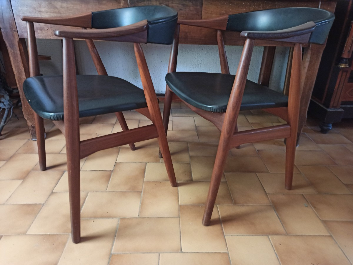 Pair Of Teak Armchairs By Thomas Harlev Circa 1960-photo-2