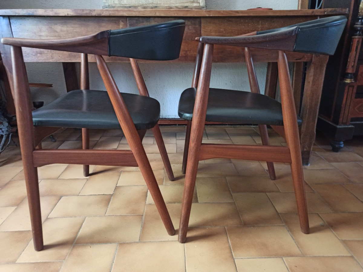 Pair Of Teak Armchairs By Thomas Harlev Circa 1960-photo-3