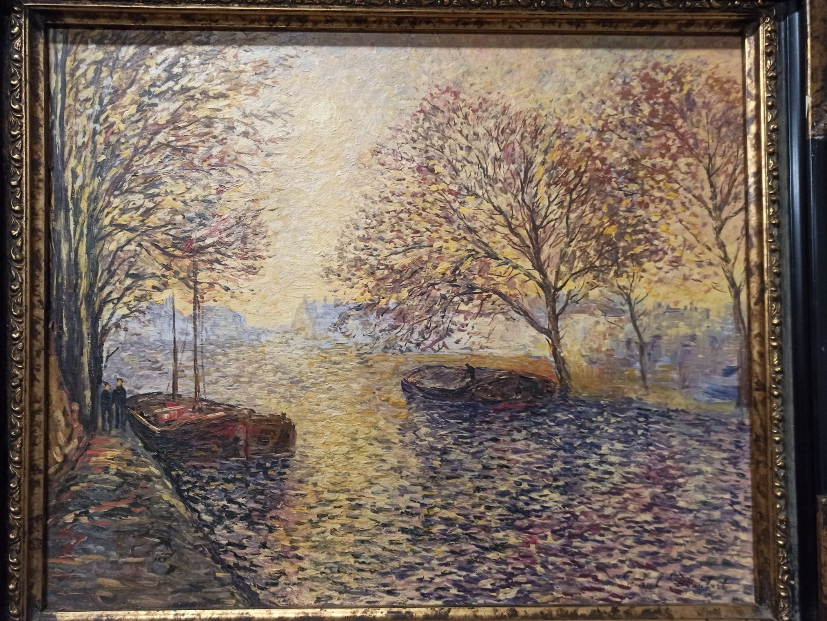 Painting "the Quays In Autumn" By Paul Flaubert (1928-1994)-photo-2