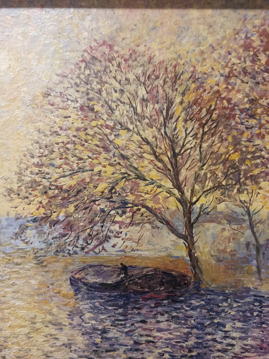Painting "the Quays In Autumn" By Paul Flaubert (1928-1994)-photo-1