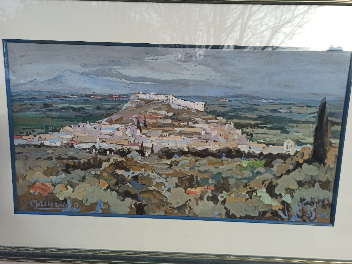 Joseph Meissonnier (1864-1943)  gouache Villeneuve-lès-Avignon Peintre Provençal-photo-2