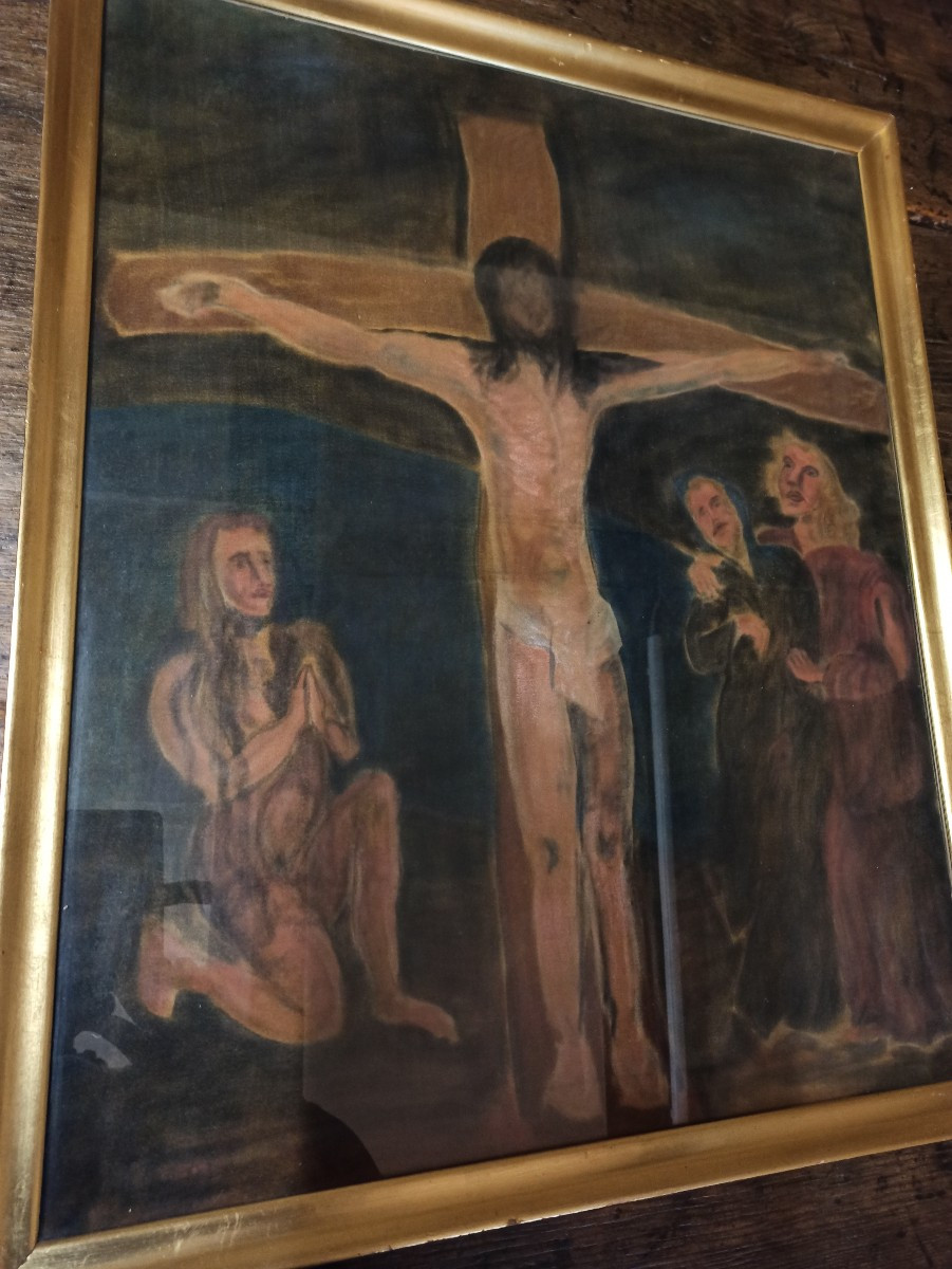 Pastel "La crucifixion" XXe siècle