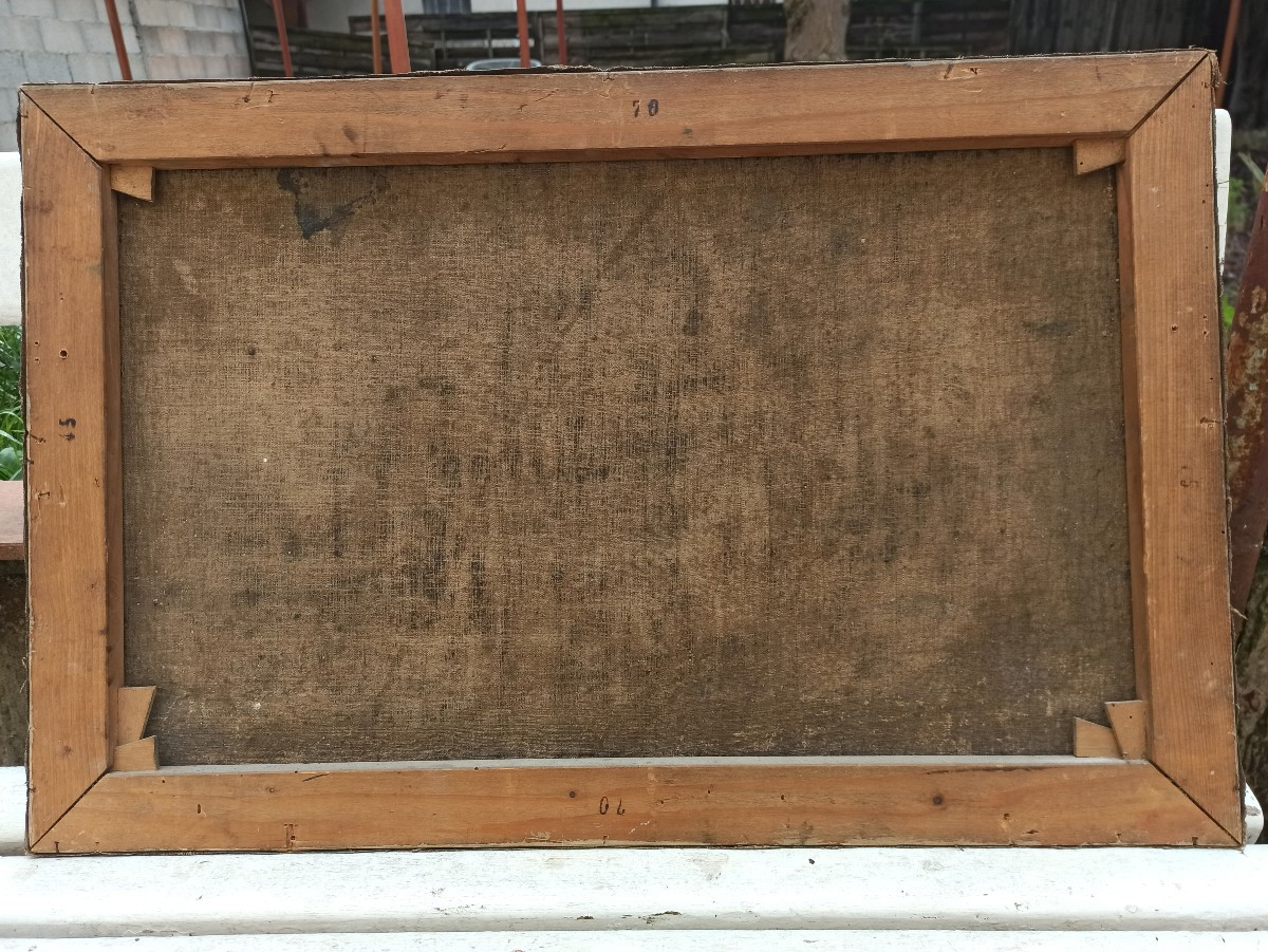 Huile sur toile nature morte aux fruits XIXe siècle-photo-3