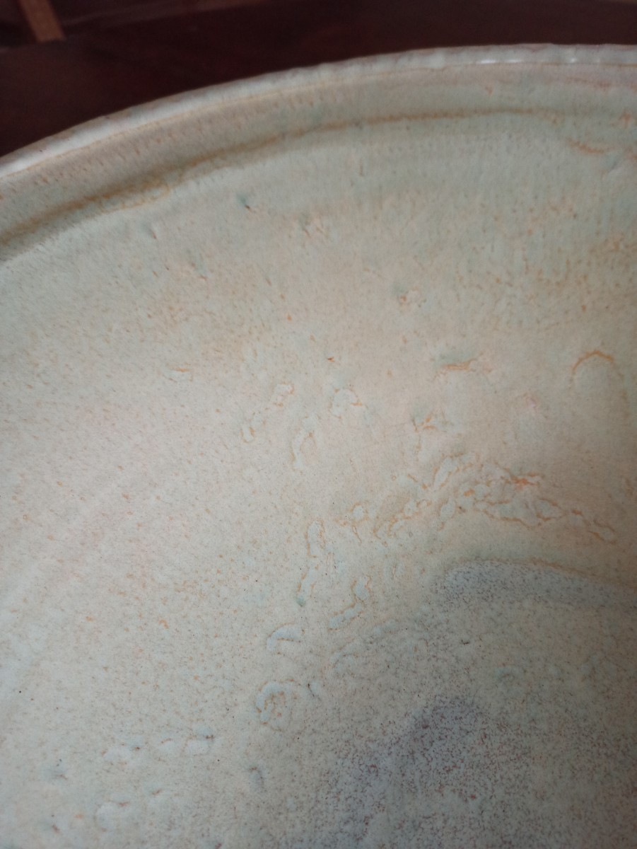 Importante coupe centre de table en grès vert céladon -photo-3