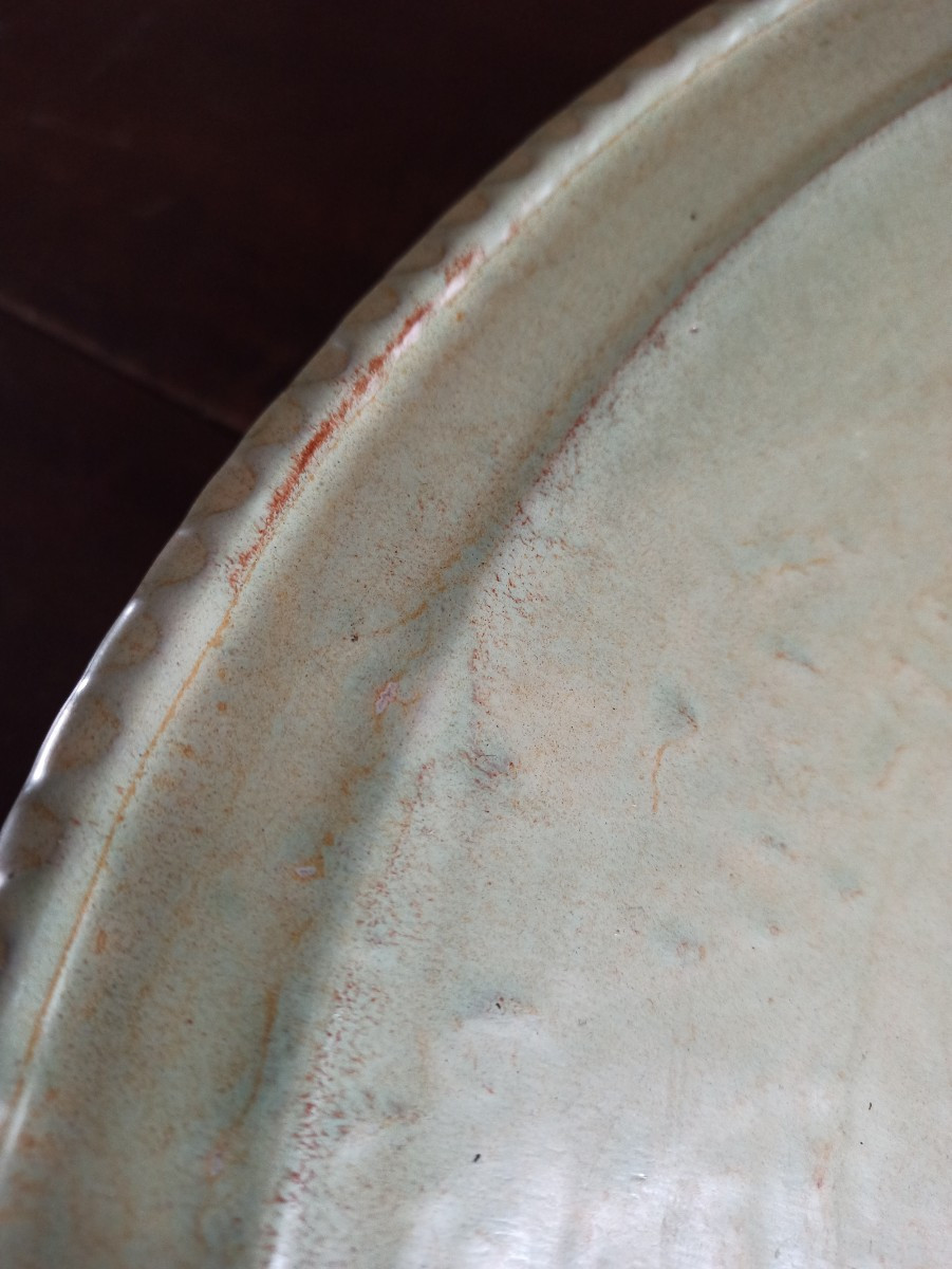 Importante coupe centre de table en grès vert céladon -photo-4