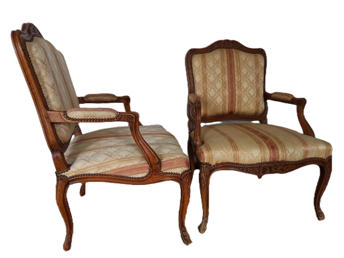 Pair Of Large Louis XV Style Armchairs By André Mailfert-photo-2