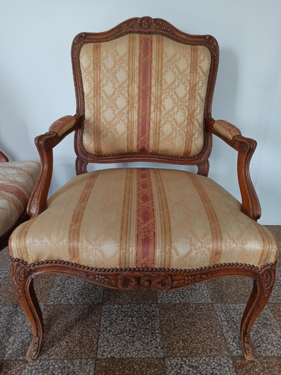 Pair Of Large Louis XV Style Armchairs By André Mailfert-photo-4