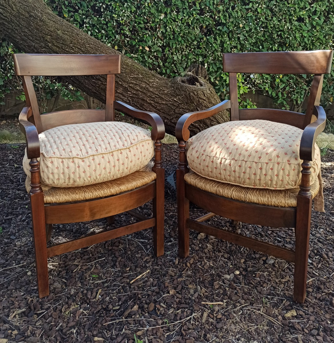 Pair Of Straw-seated Armchairs-photo-2