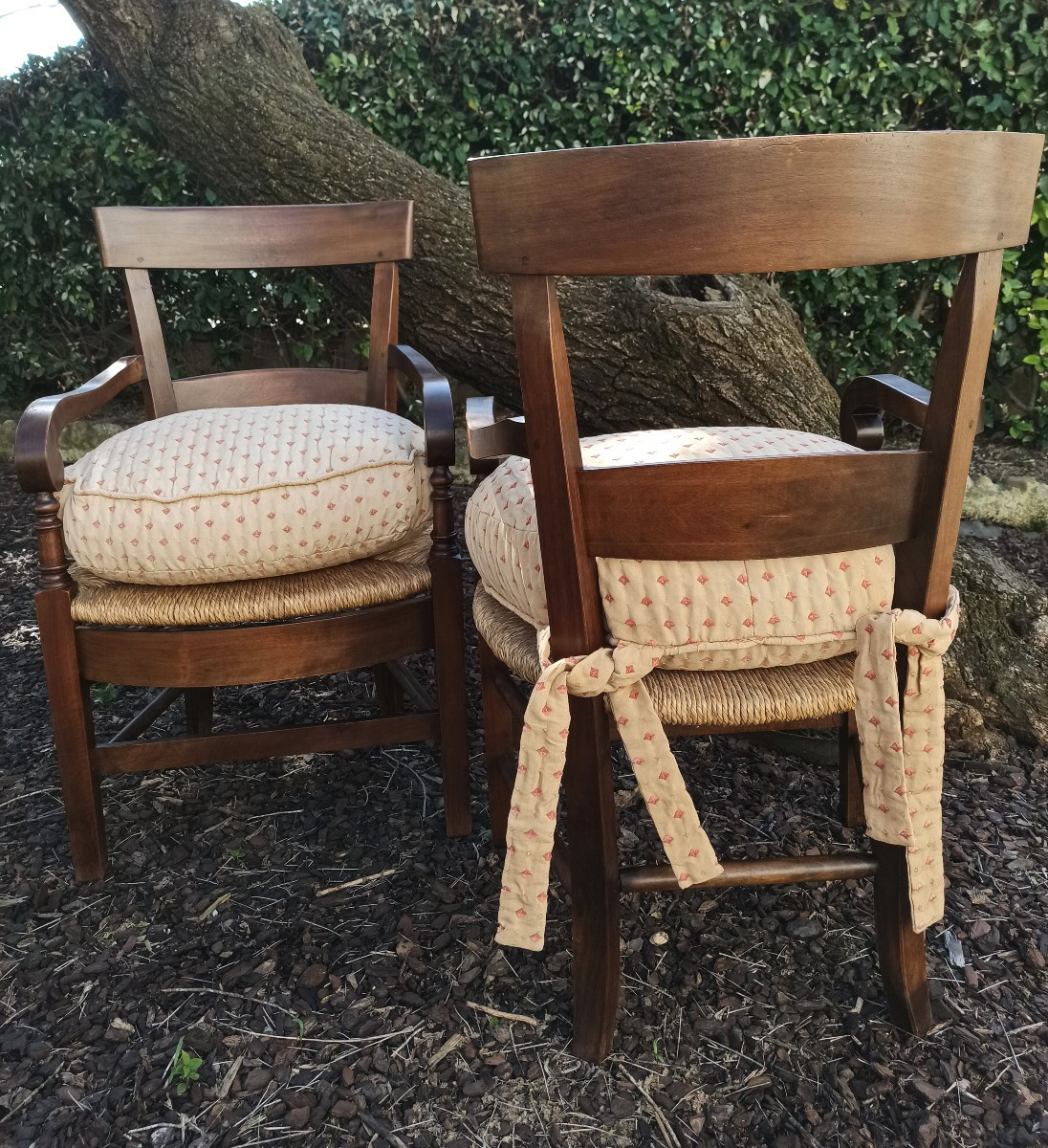 Pair Of Straw-seated Armchairs-photo-3