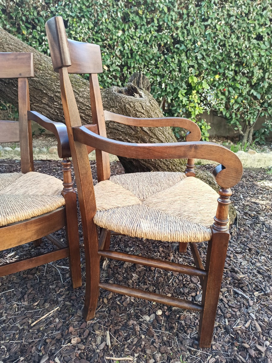 Pair Of Straw-seated Armchairs-photo-1