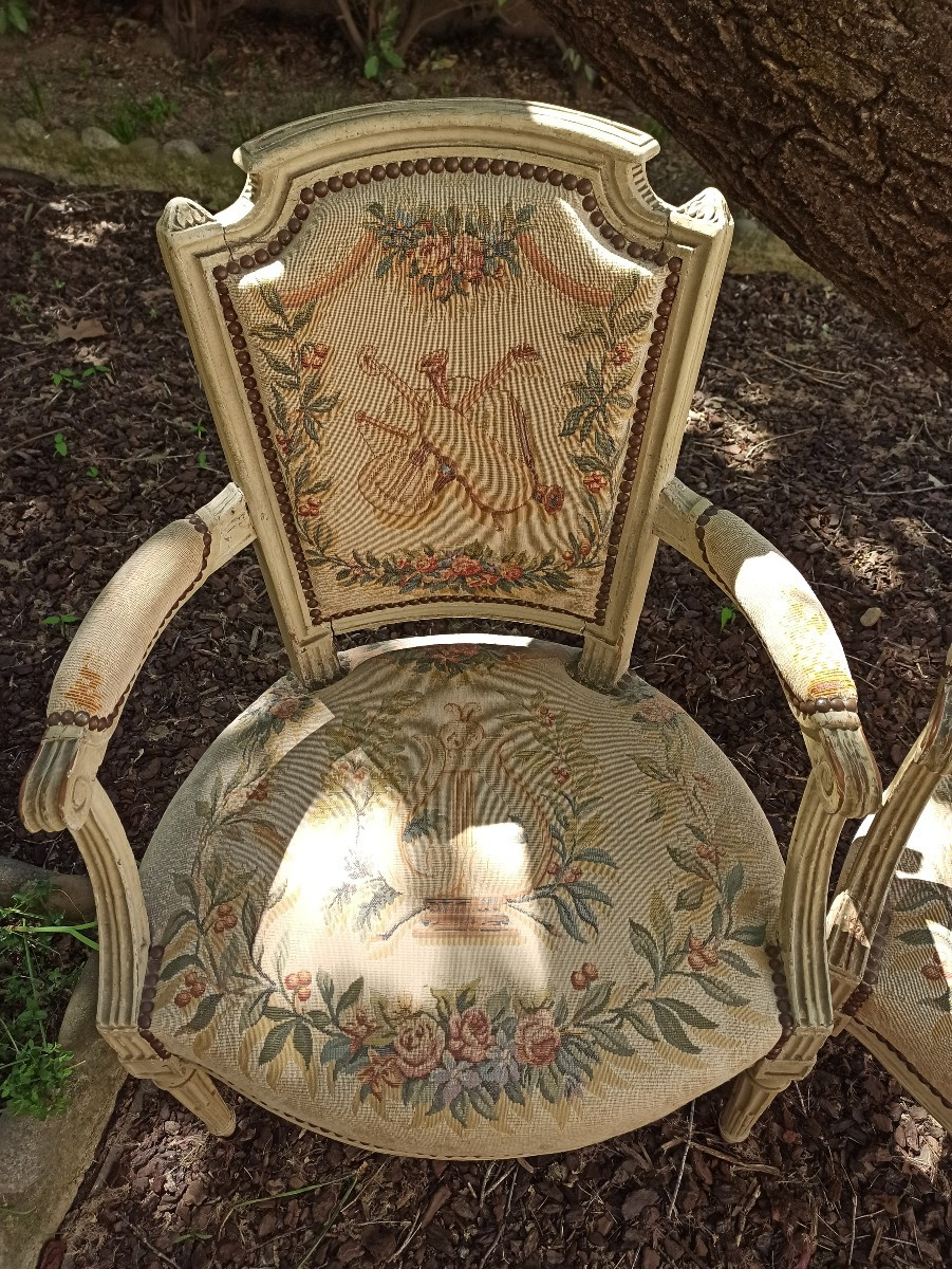 Pair Of Louis XVI Armchairs, 18th Century-photo-2
