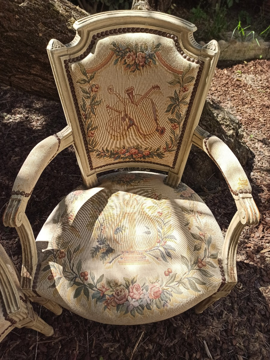 Pair Of Louis XVI Armchairs, 18th Century-photo-3
