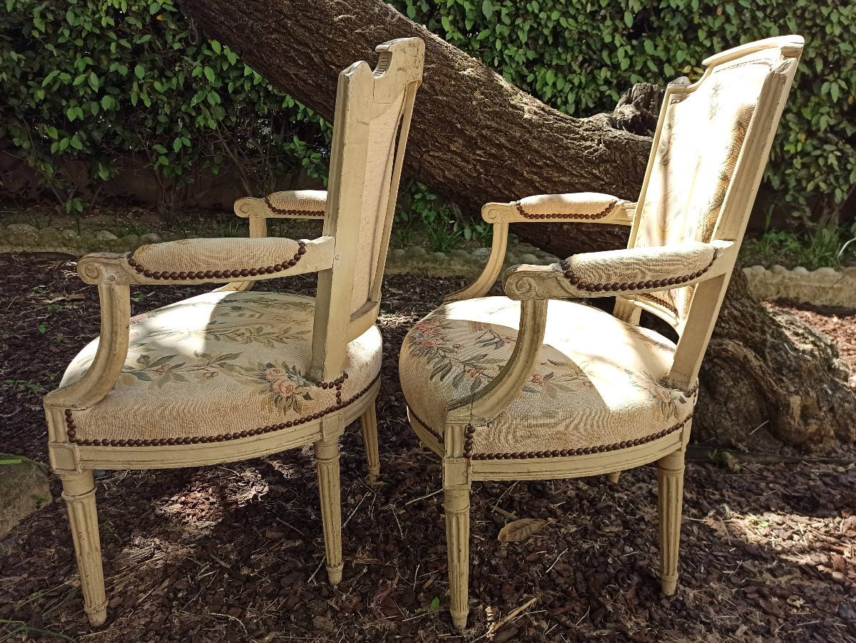 Pair Of Louis XVI Armchairs, 18th Century-photo-1