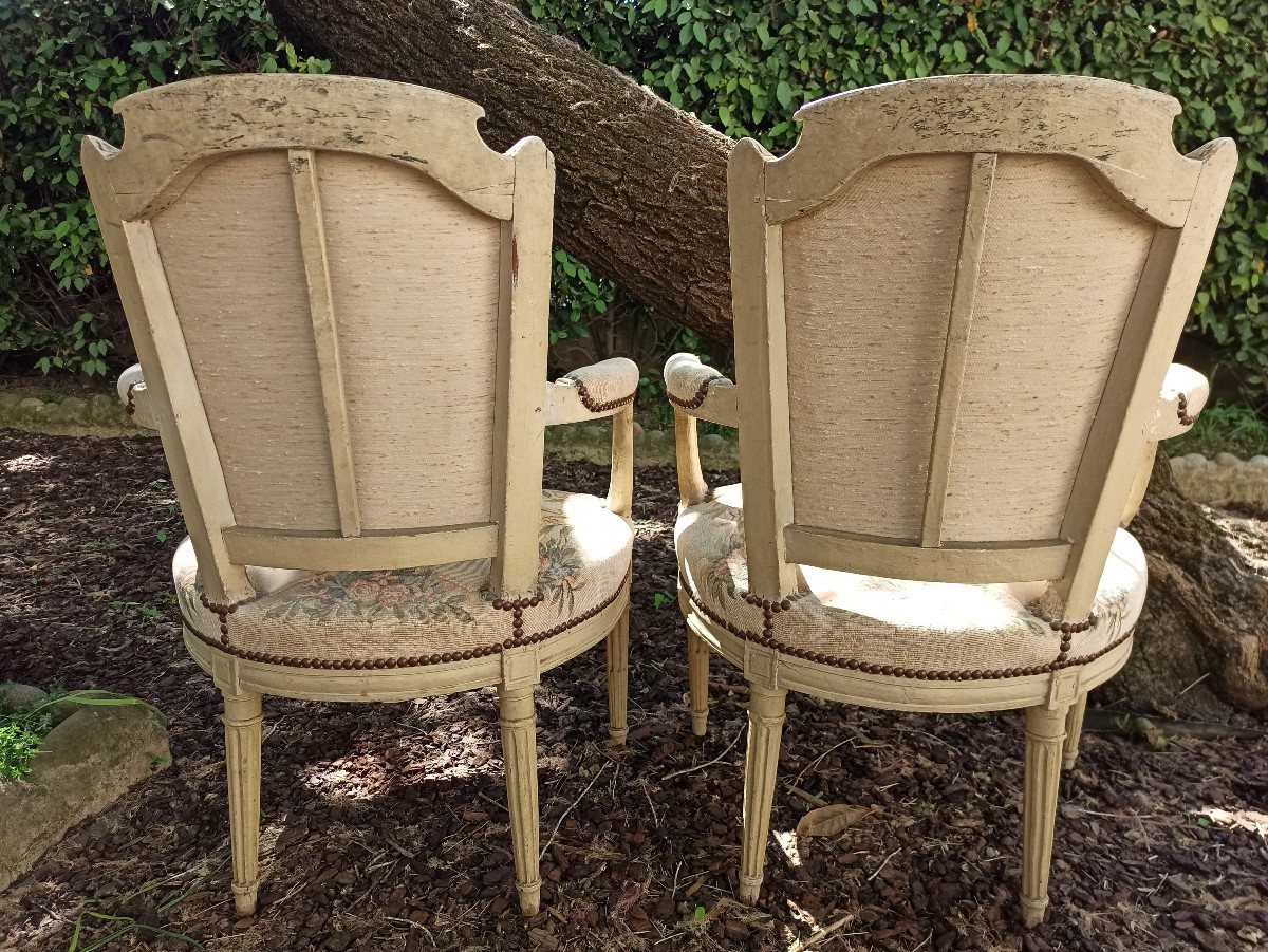Pair Of Louis XVI Armchairs, 18th Century-photo-2