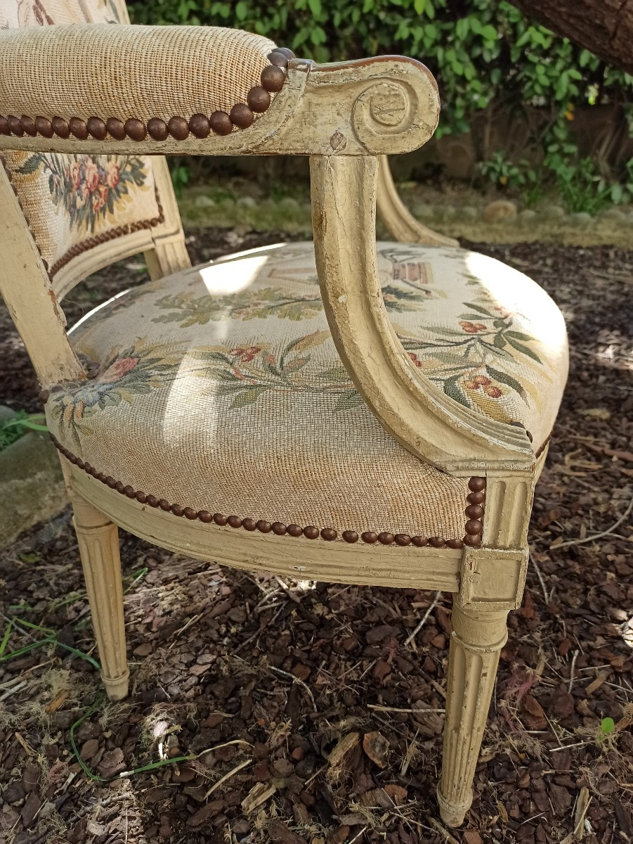 Pair Of Louis XVI Armchairs, 18th Century-photo-4